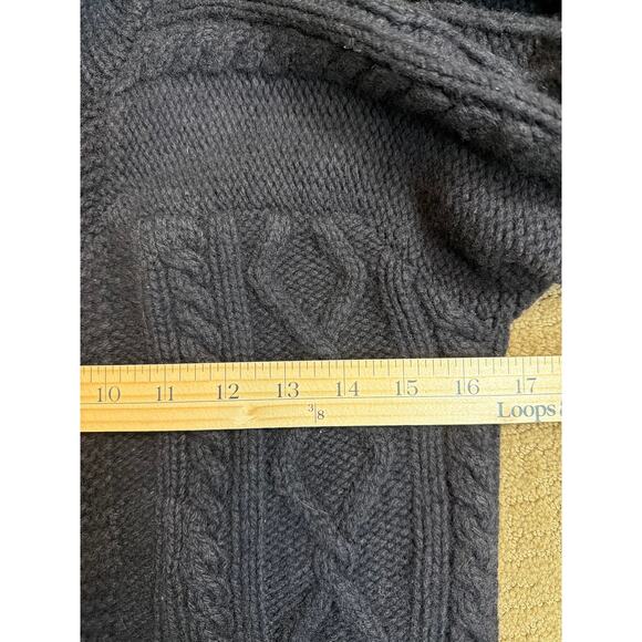 Tory Burch Dress Womens XS Black Pure Merino Wool Bell Cable Zip Cardigan Goth - Picture 16 of 16